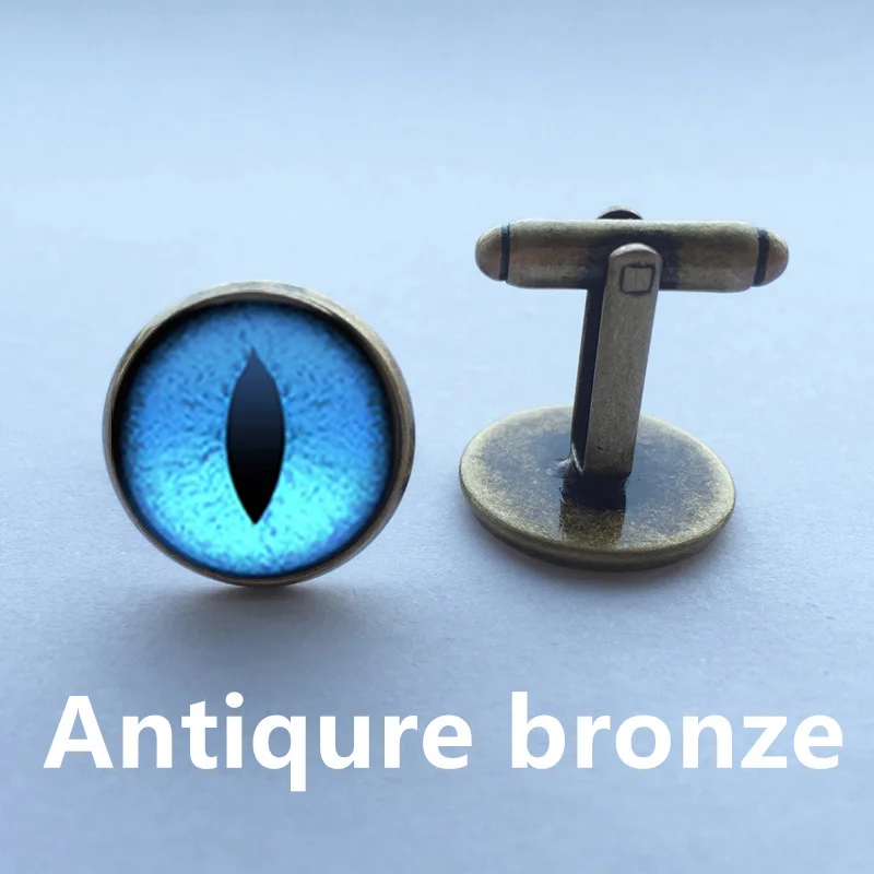 handmade Cufflink BestSelling Blue Dragon eye Glass Cabochon Dome personality witchcraft High Quality jewelry | Украшения и