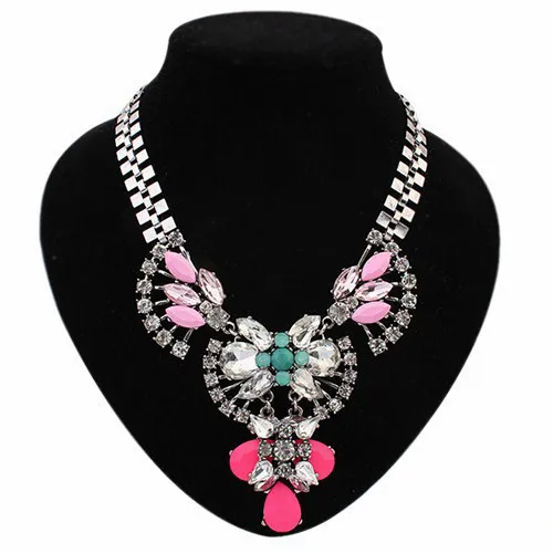 Fashion Statement necklace women Jewelry Crystal Flower Rhinestone Bib Chain Necklaces pendants J80 | Украшения и аксессуары