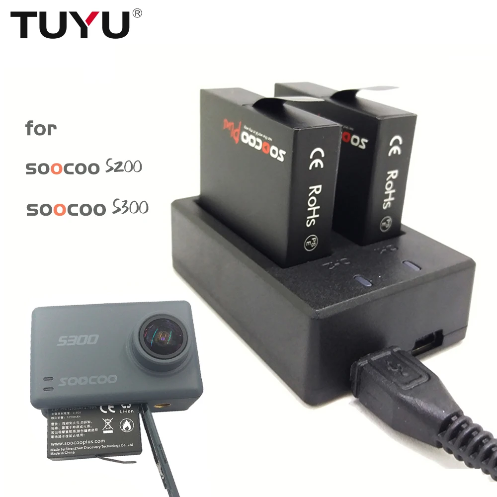 Аккумулятор TUYU для SOOCOO S200 S300 с двойным зарядным устройством USB аккумулятор