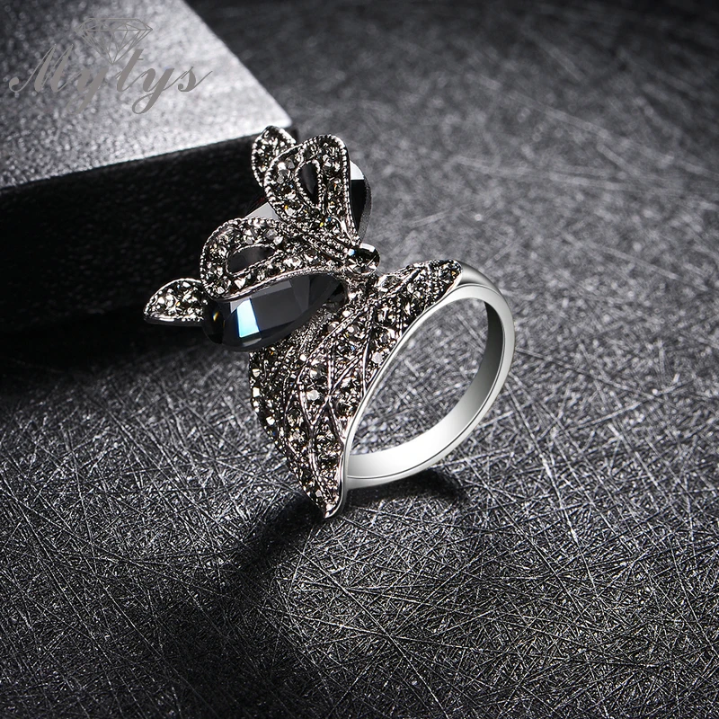 Mytys Брендовое кольцо с лисой оригинального дизайна модное марказитом женские