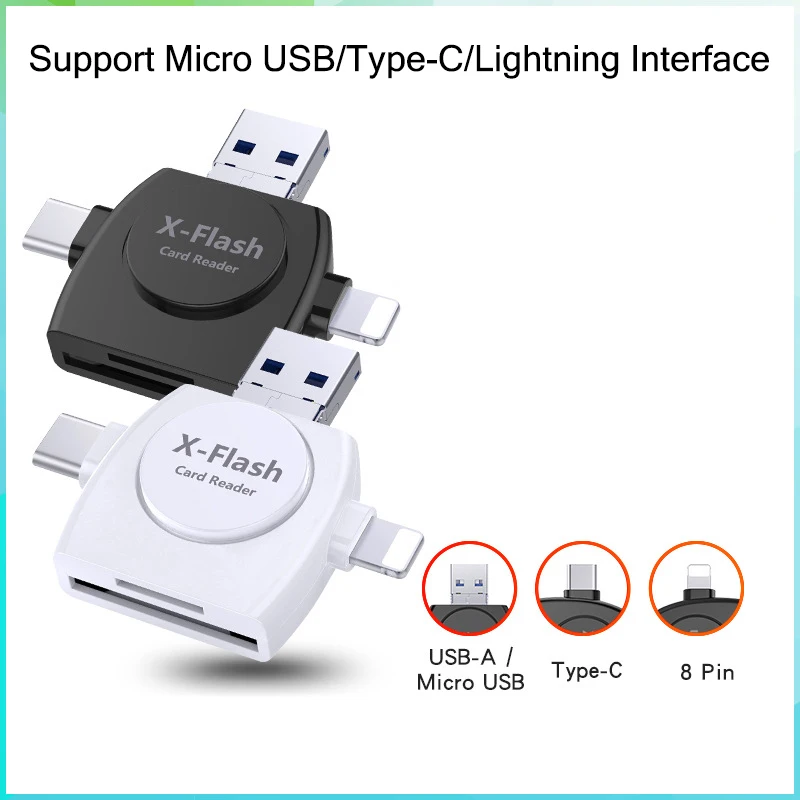 Все-в-одном SD TF кард-ридер Lightning type-C Micro USB Android мульти-система совместимый адаптер для iPhone samsung iPad