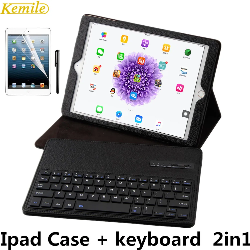 Kemile Bluetooth клавиатура для iPad Air & air 2 Беспроводная Pro 9 7 и нового 2017 PU кожаный чехол