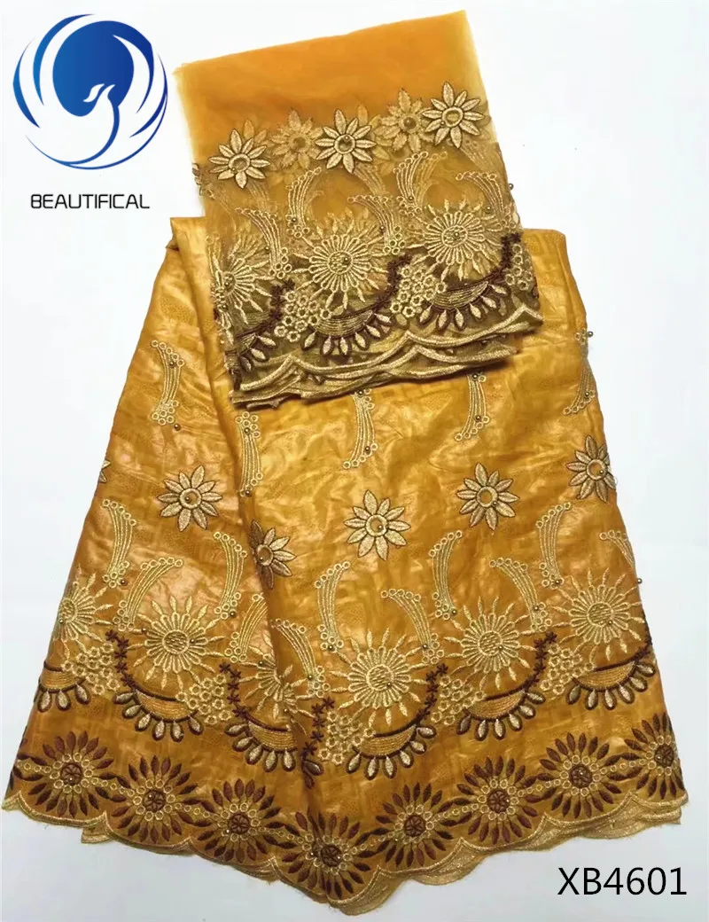 Beautifical золото Африки Базен Riche Getzner ткань 2017 вышитые бисером кружевной ткани и 2