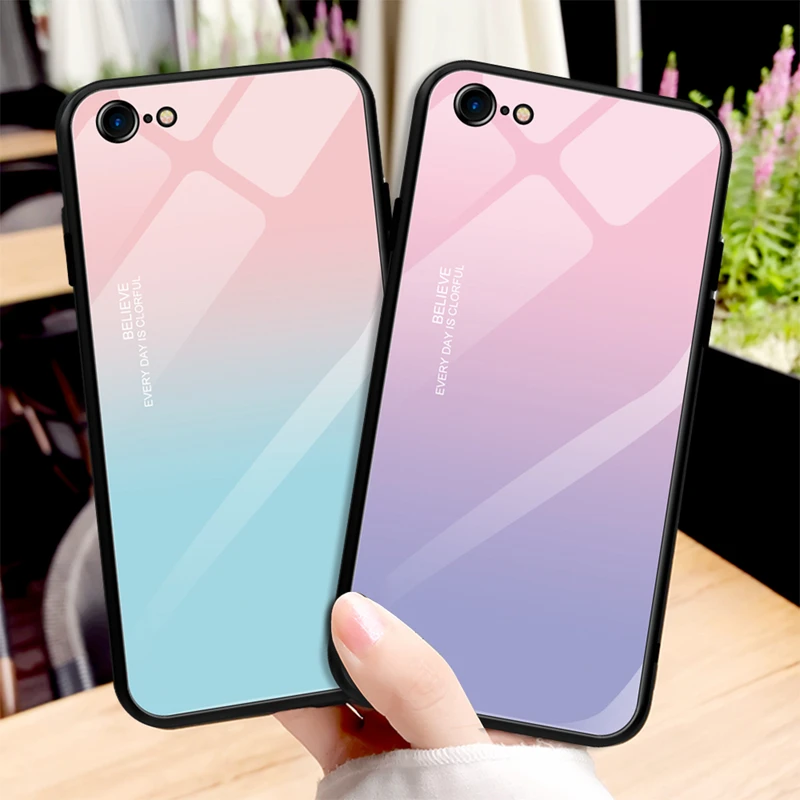 For iPhone XS MAX XR Glass Case 8 7 Plus Luxury Protective Back Cover X 6 6S Shockproof Capa Funda |