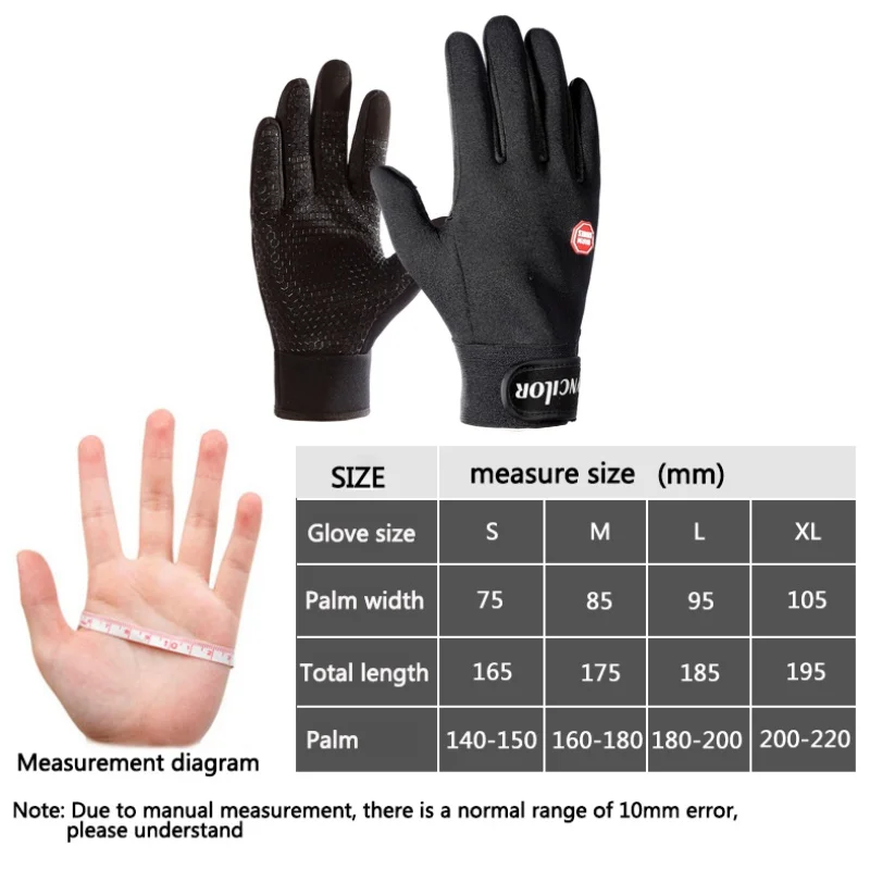 

1 Pair Men Women Windproof Adjustable Touch Screen Outdoor Sports Ski Gloves Blue Riding Gloves Motorcycle Glove Cycling Glove