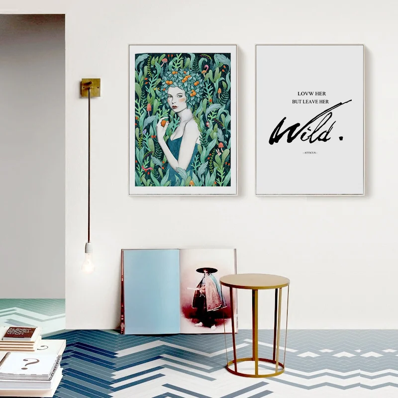 Скандинавские современные Стиль Handdraw персонажей Красочный холст картина