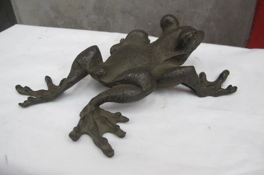 Китайский народный классический старый бронзовый медный резной лягушка статуя |