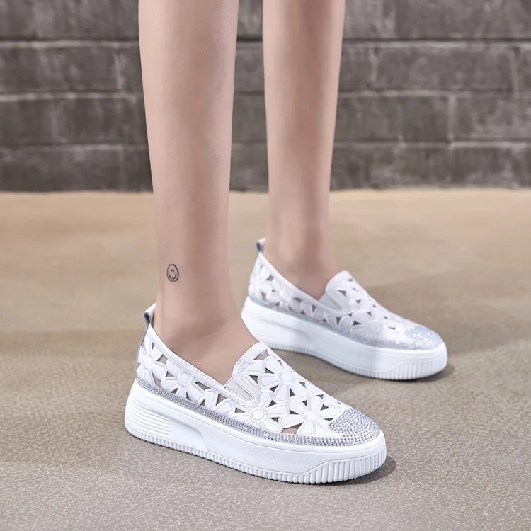 2019 Новинка осени Модные Простые открытые дышащие Мокасины Женская Стразы