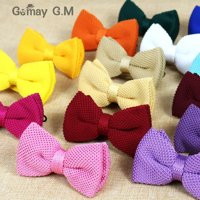 New Men Solid Knitted Bowtie Bow Tie for Mens Pre Tied Adjustable Knit 20 colors Free shipping|tie and belt rack|tietie parts |