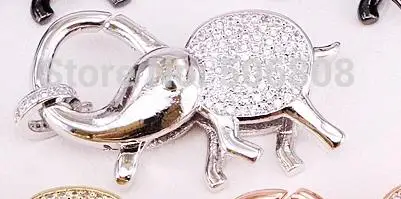 Silver Color 5 шт. ZYZ324-9747 CZ Micro Pave слон Омар коготь застежка, кубический цирконий Pave слон разъем/застежка/ссылка, в смешанных цветов - Цвет: Silver Color