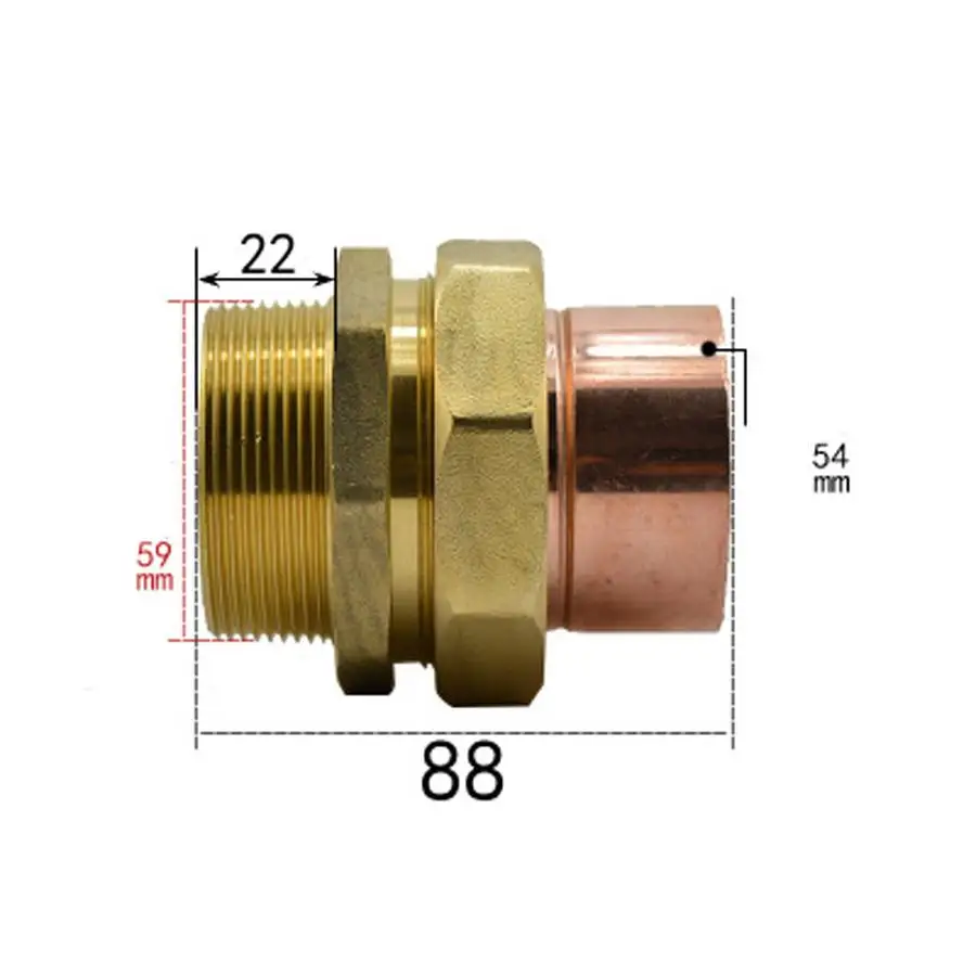 DN50 G 2 &quotBSPP Мужской x медный внутренний диаметр 54 мм латунный концевой фитинг