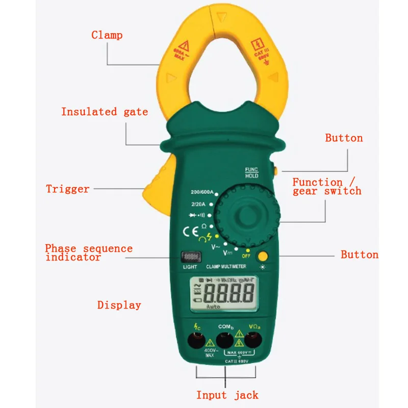 Цифровой мультиметр зажим портативный измерительный прибор для измерения