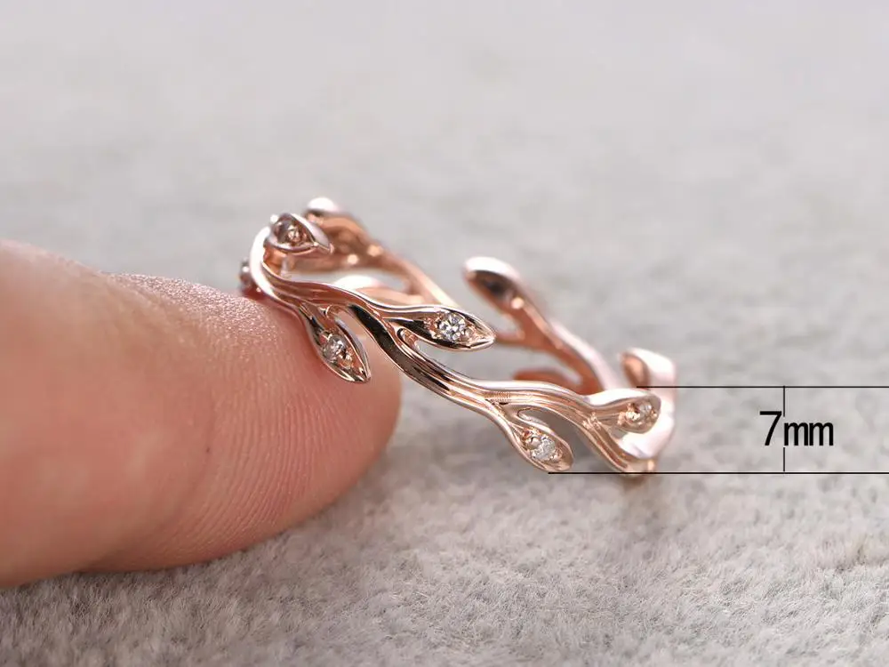 

Huitan Fashion Jewelry Rose Gold Color Olive Branch Ring For Women Delicate Party Jewelry Birthday Gift For Wife Prevent Allergy