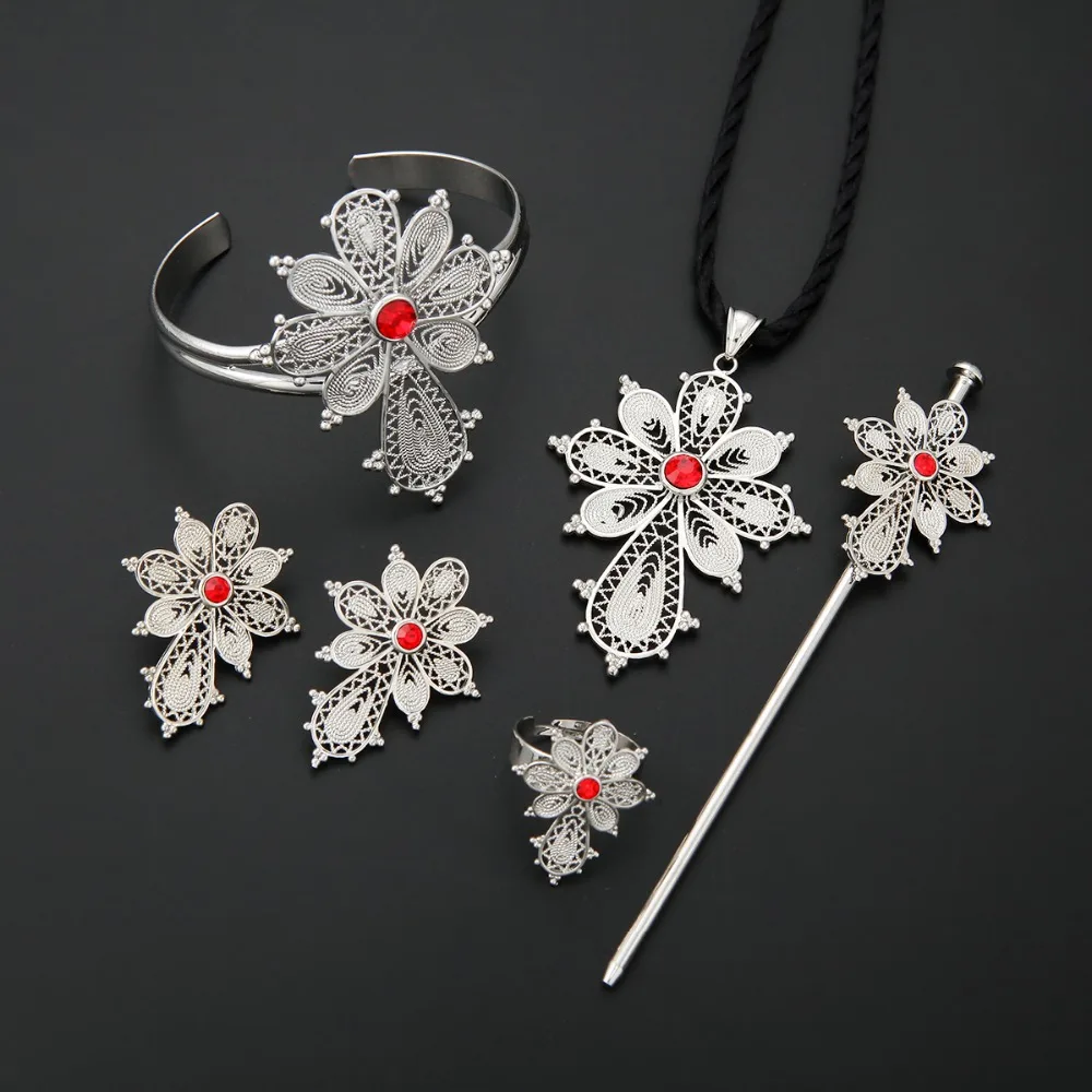 Новейшие комплекты ювелирных изделий: Эфиопский крест ожерелье подвеска браслет