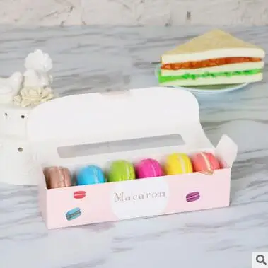 2018 Новые Kawaii Коробки для макаронов прозрачные ПВХ окна упаковочные ящики