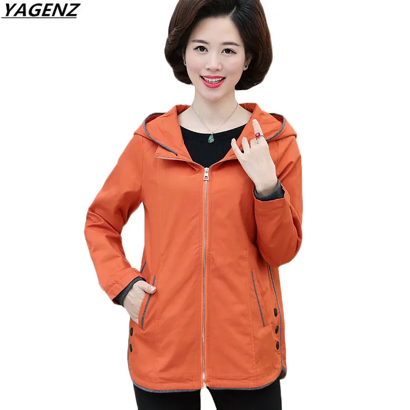 Женская ветровка с капюшоном Длинная на молнии осень весна 2017|womens windbreaker|female