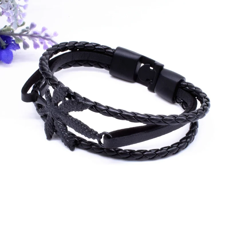 Мужской браслет с Кленовым листом ручные кожаные браслеты для женщин хит продаж