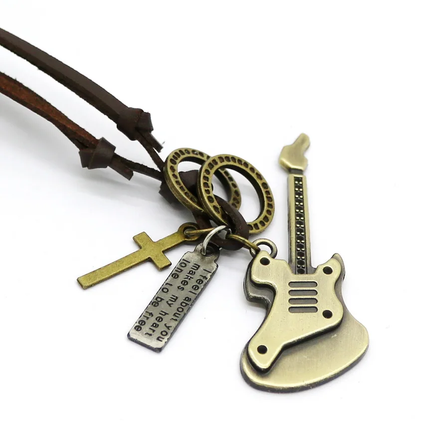 Мужское кожаное ожерелье с подвеской в стиле Ретро|necklace casual|anchor necklacemens anchor necklace |