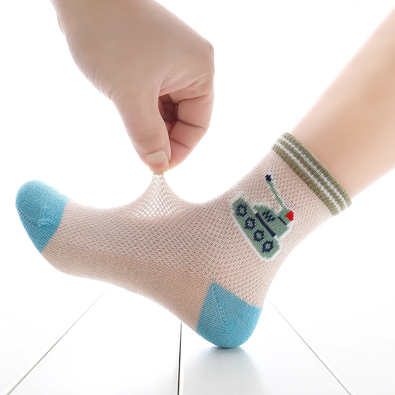 5 пар/лот детские носки для весны и лета с изображением мультяшных самолетов