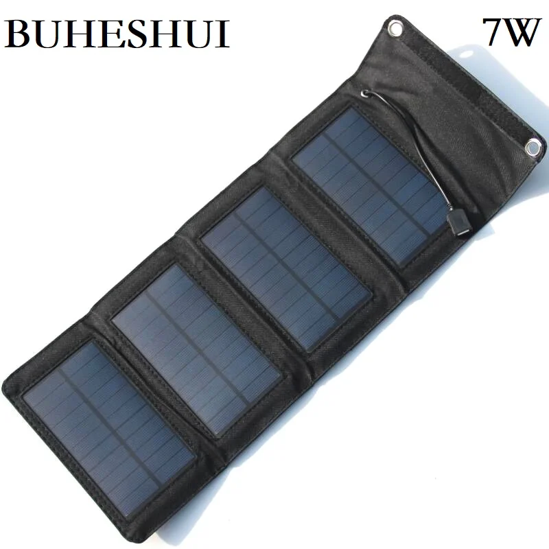 7W-Black BUHESHUI 7 Вт складное солнечное зарядное устройство для мобильного телефона, монокристаллическое солнечное зарядное устройство, мобильное зарядное устройство - Цвет: 7W-Black