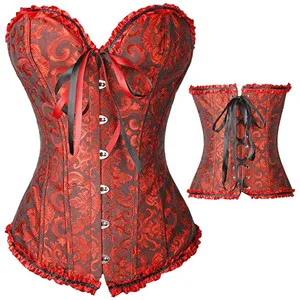 Женские корсеты для талии, черный цвет, плюс размер, S-6XL, новинка, стимпанк, на косточках, на шнуровке, сзади, сексуальное тело, Бюстье корсет с чашками - Цвет: red and black