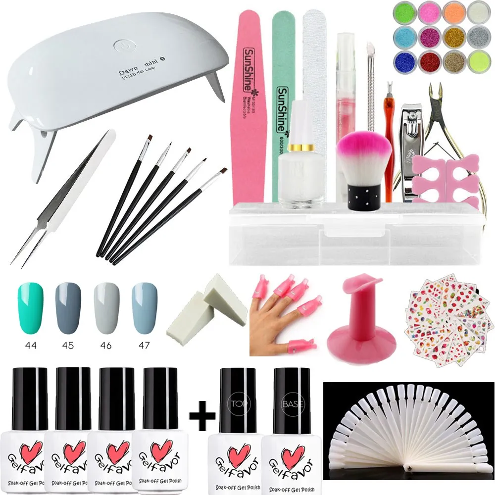 6 шт. Гель-лак для ногтей набор с мини-лампа Сушилка маникюрная машина лак гель