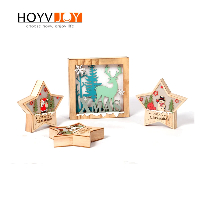 Светодиодная деревянная Звездная коробка украшение комнаты лампа для дома