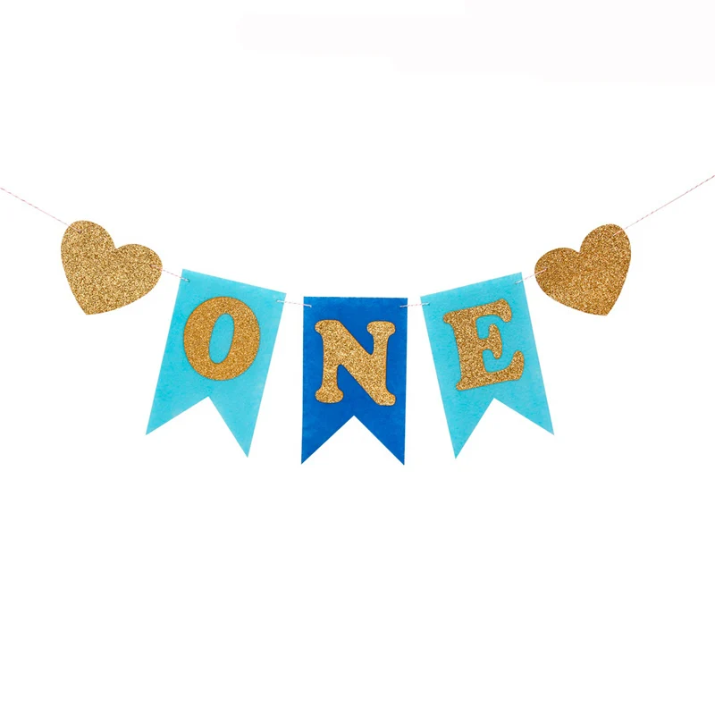 Blue One Banner Розового и голубого цвета для мальчиков и девочек 1st воздушные шары с днем рождения номер 1 во-первых шары для детей Baby Shower День рождения украшение шары - Цвет: Blue One Banner