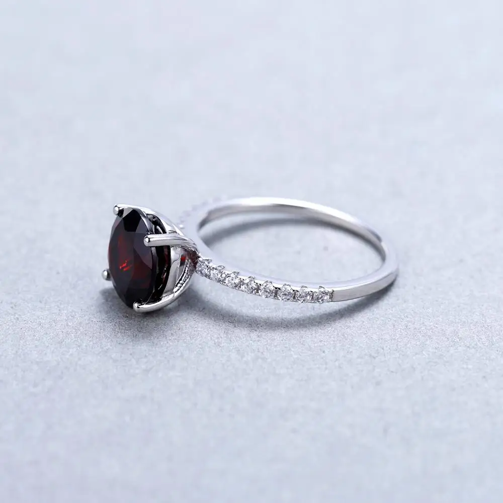 Gem's Ballet 3.15Ct Natural Red Garnet Wedding Band Ring 925 Sterling Silver Solitaire Engagement Rings For Women Fine Jewelry |