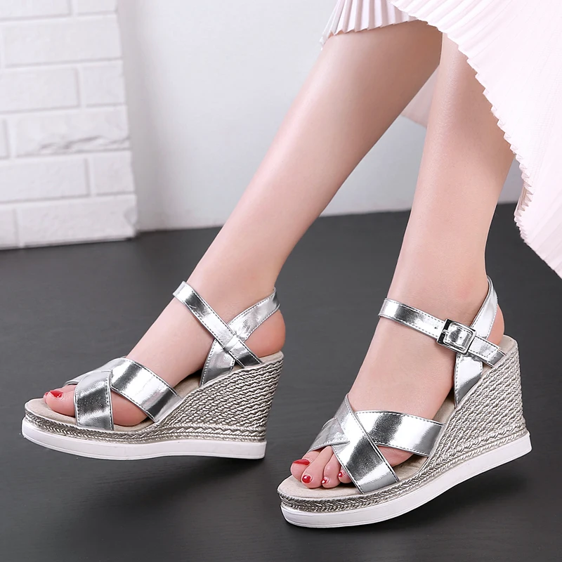 Женские босоножки женская летняя обувь на высоком каблуке Туфли танкетке с