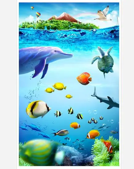 Индивидуальные 3d обои потолочные фрески Красивый мир океана HD Френки настенные