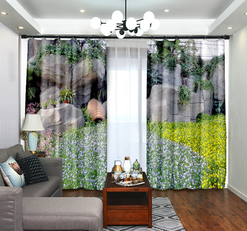 Художественные занавески 3D цифровая печать фото затемненные растения шифоновые