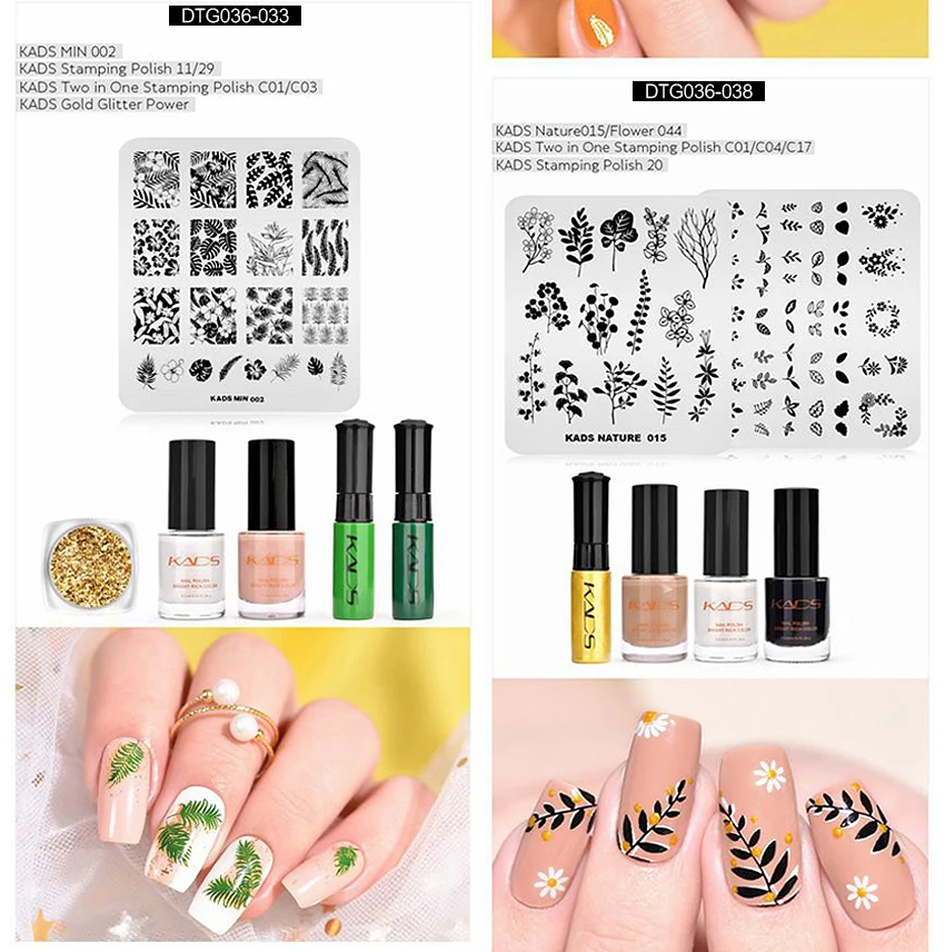 KADS Nail Art штампованные пластины природа Мода серии шаблоны для стемпинга рисунки для маникюра Лак для стемпинга трафарет для штамповки