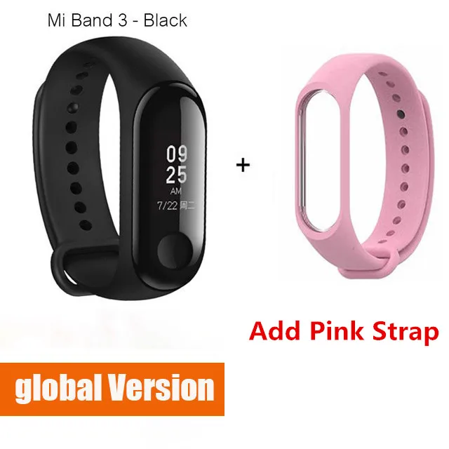 Global add Pink Xiaomi mi Band 3 умный фитнес-браслет трекер Смарт-часы браслет OLED тачпад монитор сна Пульс mi Band 3 - Цвет: Global add Pink
