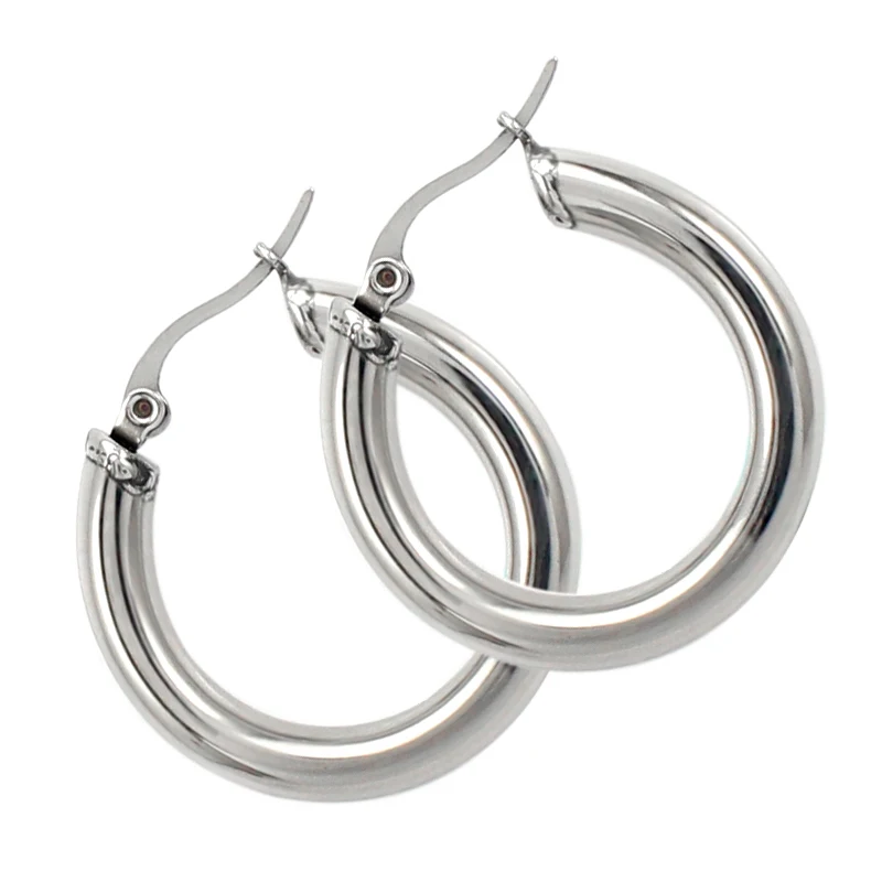 New Arrival Circular Hoop Earrings Smooth Exaggerated Steel Color Jewelry for Office Lady Boy Present | Украшения и аксессуары