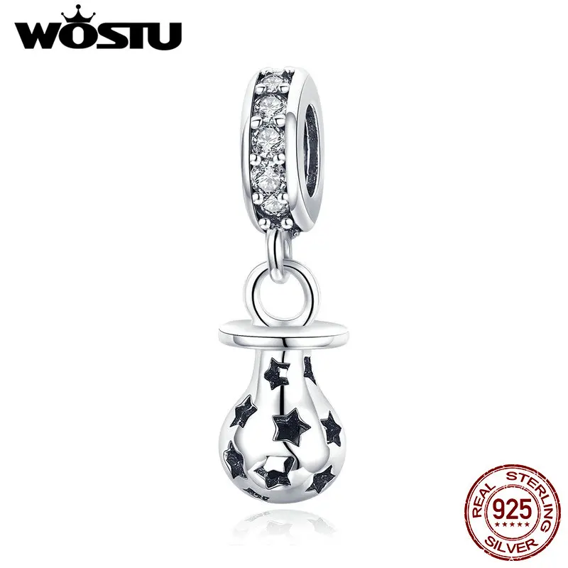 WOSTU, настоящее 925 пробы, серебро,, милая подвеска на соски, CZ, подходит для женщин, браслет, ожерелье, сделай сам, модное ювелирное изделие для изготовления, FIC891