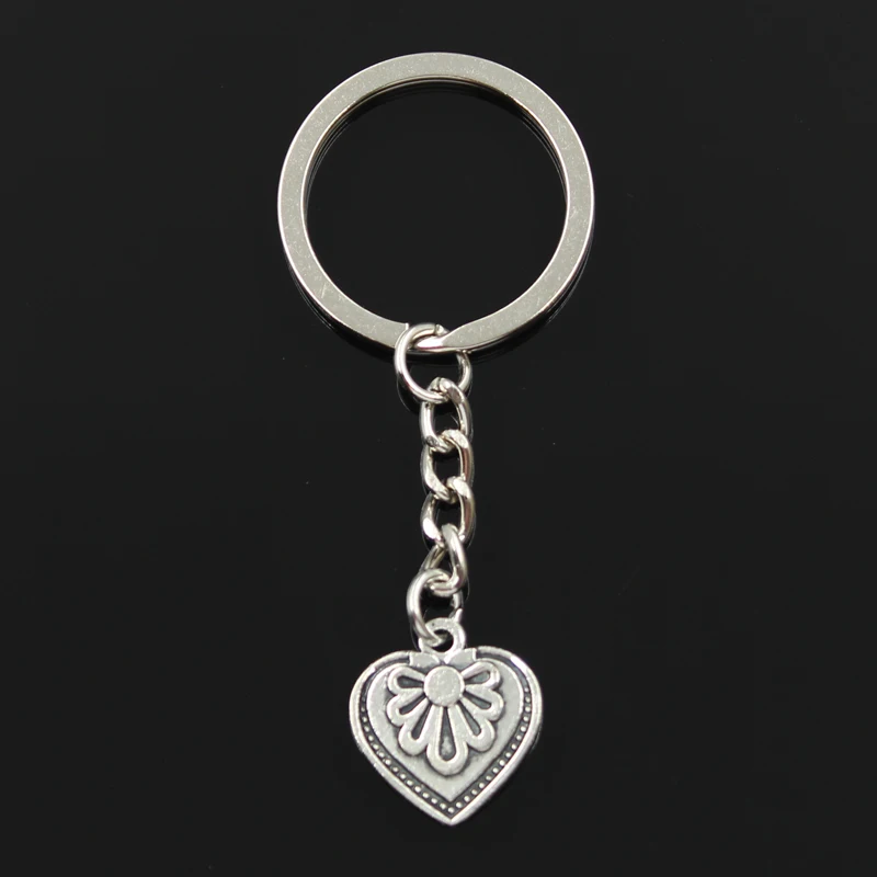 Брелок 17*20 мм Сердце цветок Подвески DIY Для мужчин Jewelry Ключи Chain Ring Держатель