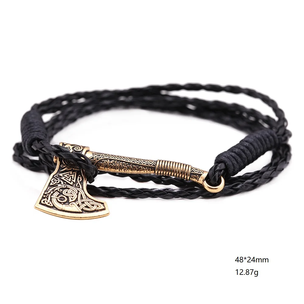 LIKGREAT Wicca топор кожаный браслет с подвеской в форме для мужчин Valknut ирландское Celtics