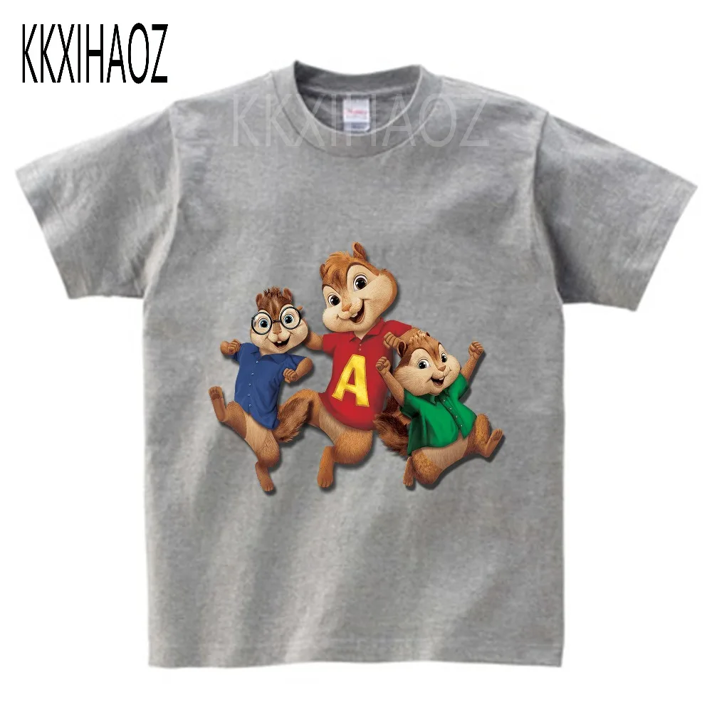 

Alvin and the chipmunk jackets red cotton T-shirt 2019 Children's summer short sleeved breathes chipmunks boys girls clothes NN