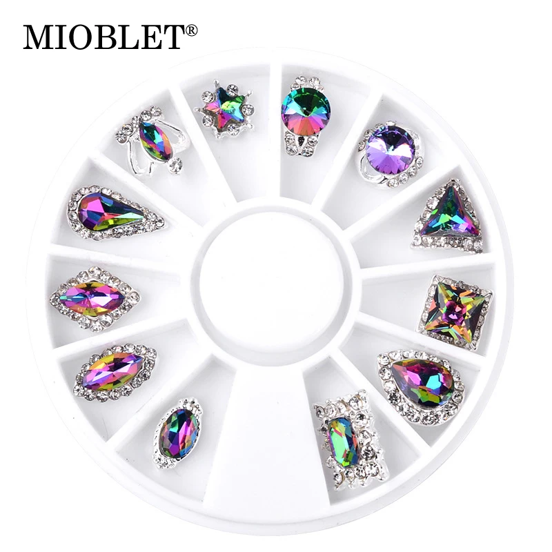 MIOBLET 12 шт./коркоркор. Красочные Стразы для ногтей AB в форме короны и пламени 3D