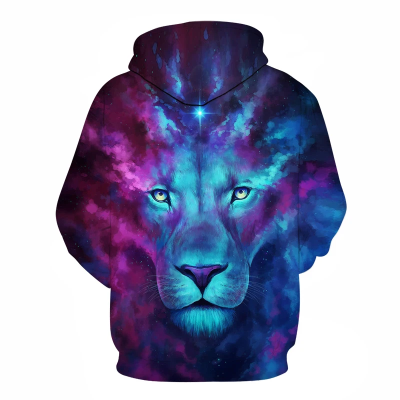 Мужские и женские толстовки с капюшоном Firstborn by JoJoesArt Galaxy Lion 3d принтом в виде
