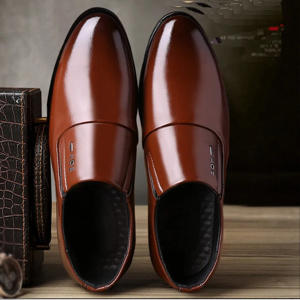 Business Patent Leather single shoes for men new arrival Bright soft-sole Pointed Comfortable Tide work Shoes chaussures | Обувь
