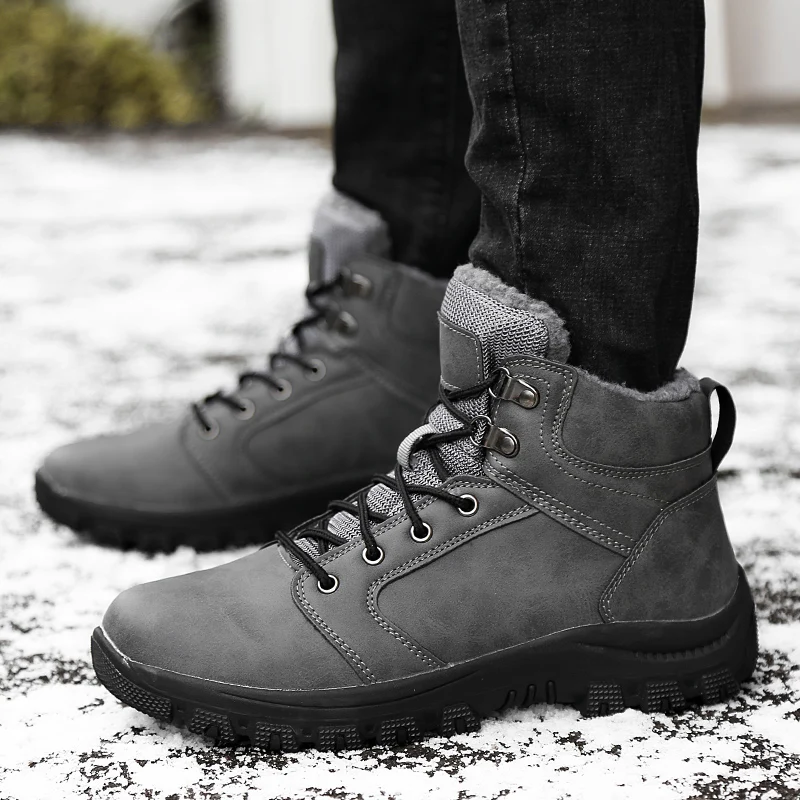 HEINRICH/Модные ботильоны мужские теплые зимние ботинки обувь на шнуровке Botas Invierno