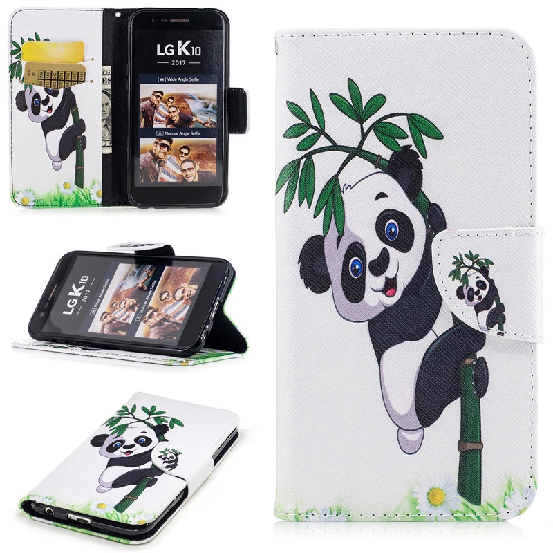 Чехол книжка из искусственной кожи с бабочками и пандой совой для LG K7 K8 2017 K10 Q8