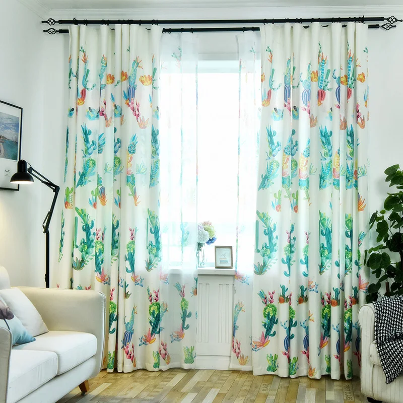 Современное Северное растение кактус шар узор занавески для детей спальни