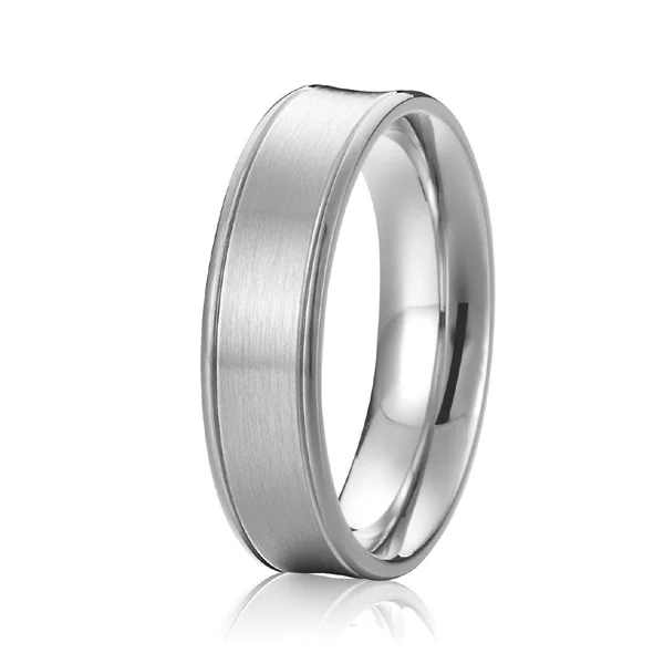 

silver color fashion jewelry 6mm Concave Profile custom titanium wedding bands anniversary promise rings for men