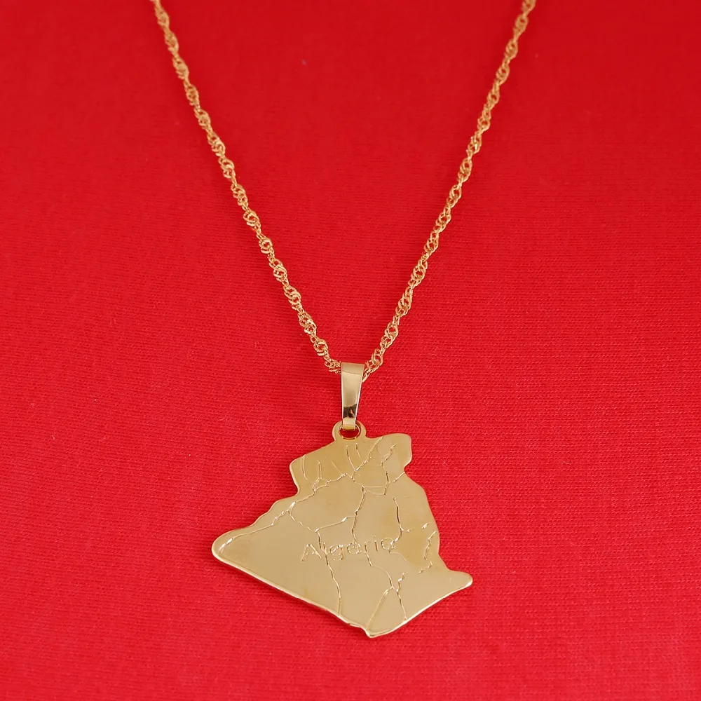 Алжир карта ожерелье кулон золотой цвет модные ювелирные изделия страна из