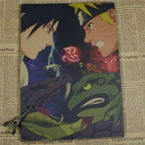 Винтаж аниме мультфильм Узумаки постер Naruto бар Детская комната Домашний декор комиксы Наруто ретро крафт-бумага живопись Наклейка на стену - Цвет: Style 4