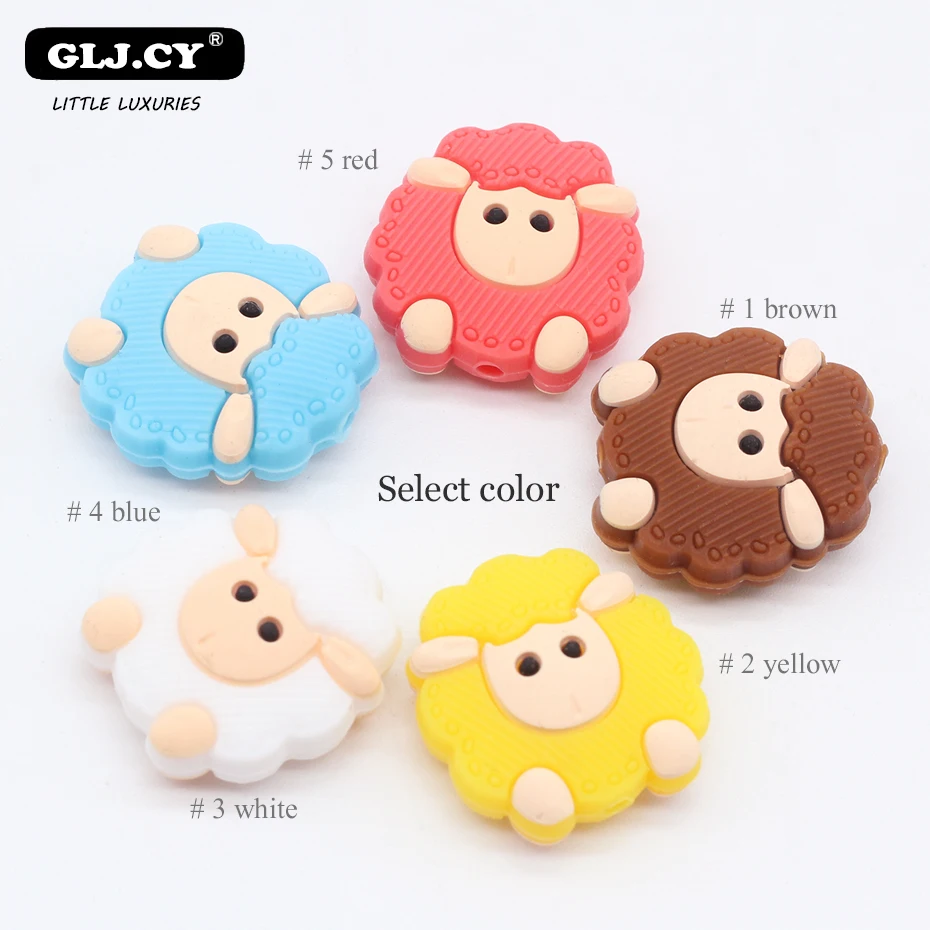 choose color 5 шт. DIY цепочка для детской соски силиконовые бусины аксессуары Мультяшные Овцы мини силиконовые бусины Детские безопасный пищевой силиконовые бусины - Цвет: choose color