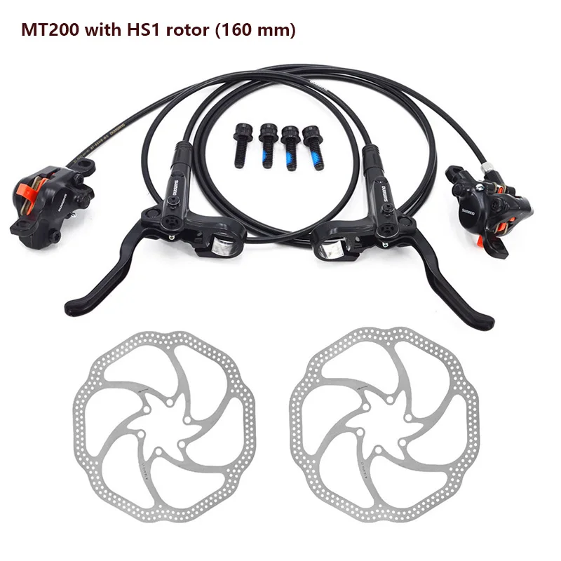 MT200 with HS1 Shimano MT200 тормозной велосипед mtb Гидравлический дисковый тормоз набор зажим горный велосипед тормоза обновление для M315 тормоза w/n G3/HS1 ротор - Цвет: MT200 with HS1